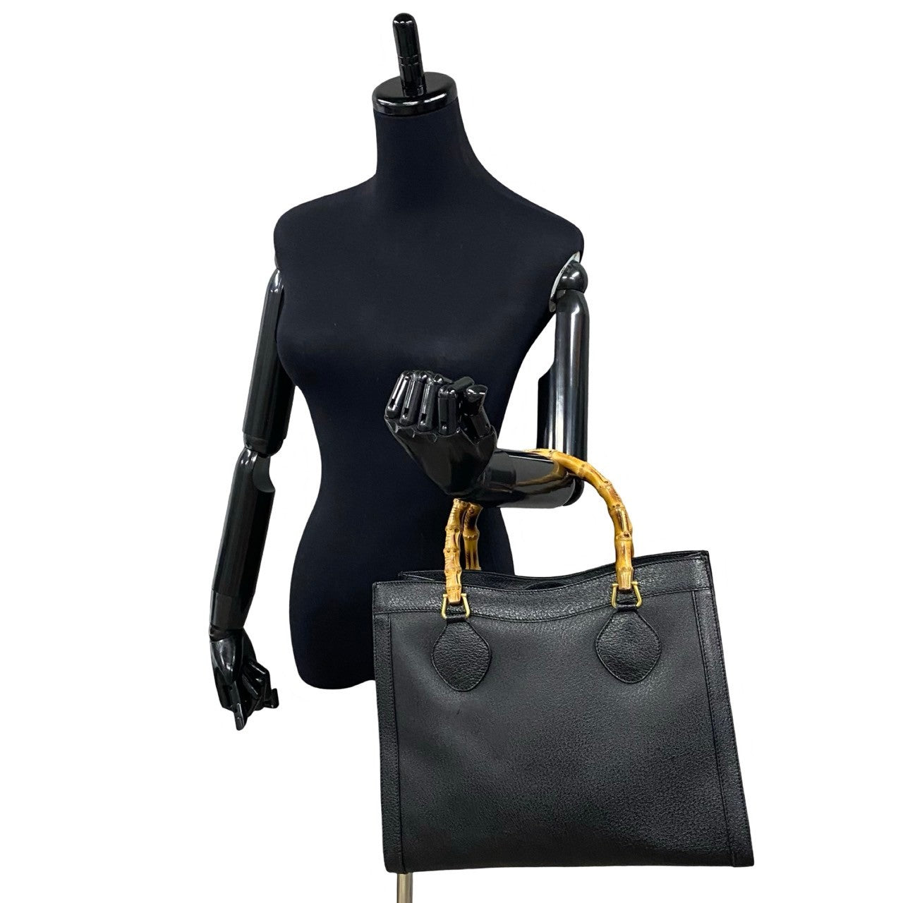 GUCCI Handbag leather black Bamboo
