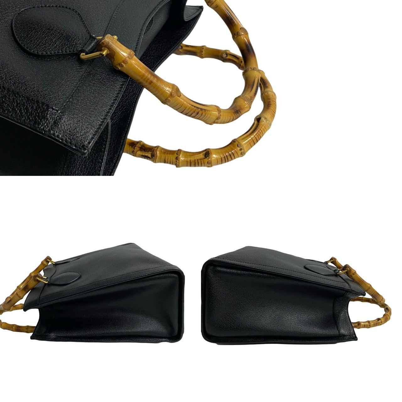 GUCCI Handbag leather black Bamboo