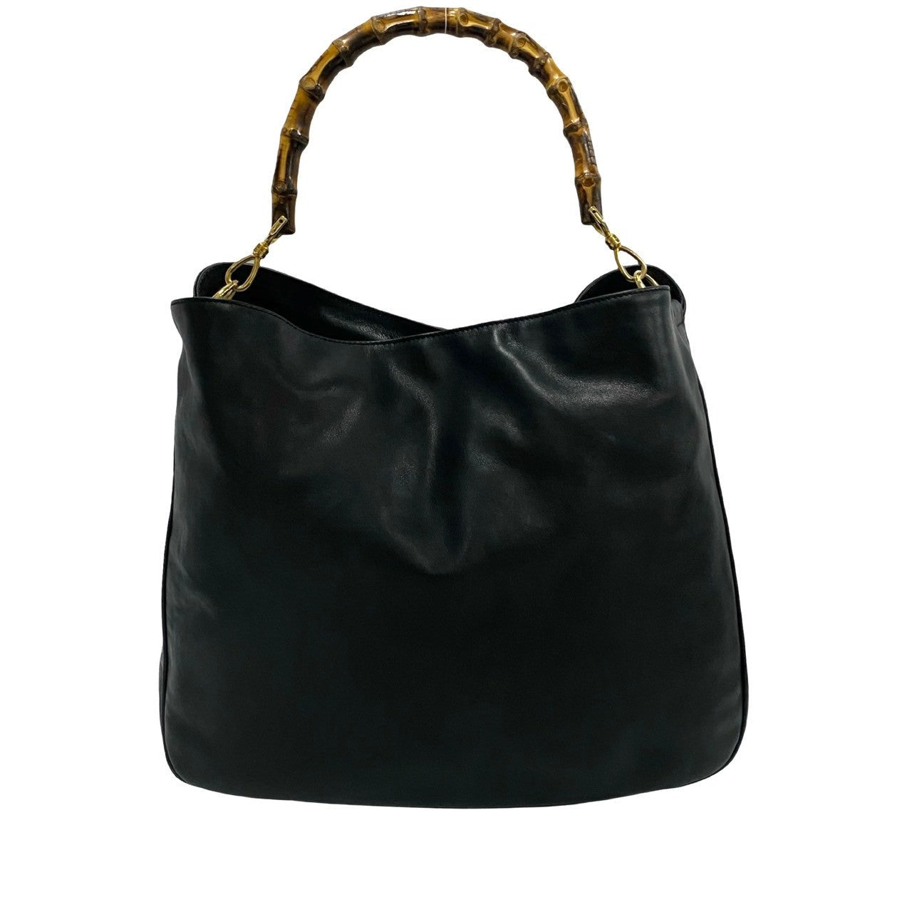 GUCCI Shoulder Bag leather black Bamboo Old Gucci