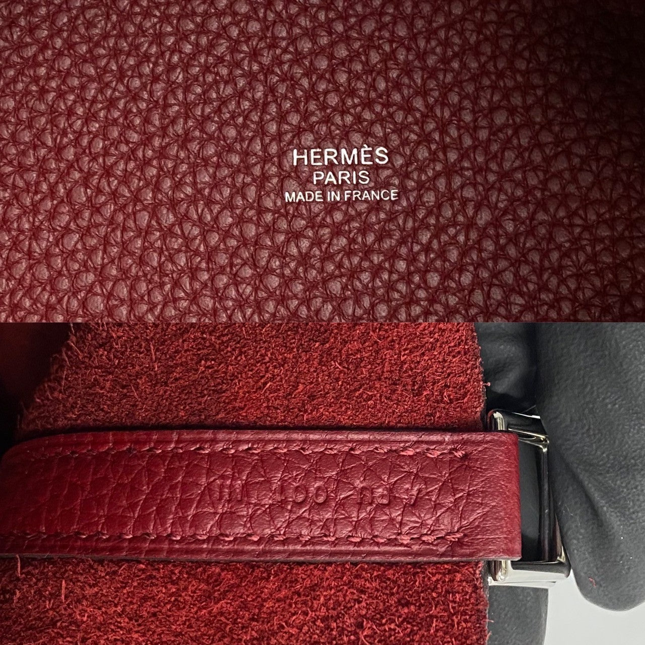 HERMES Handbag Taurillon Clemence Red Picotan lock