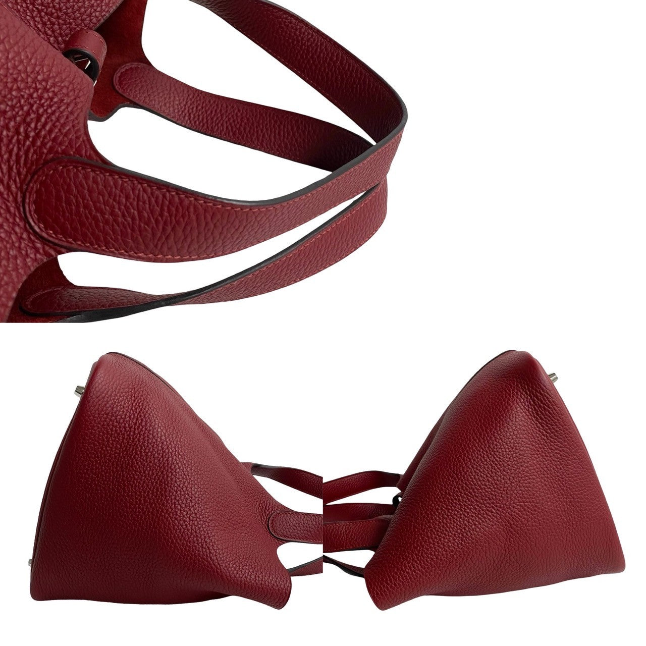 HERMES Handbag Taurillon Clemence Red Picotan lock
