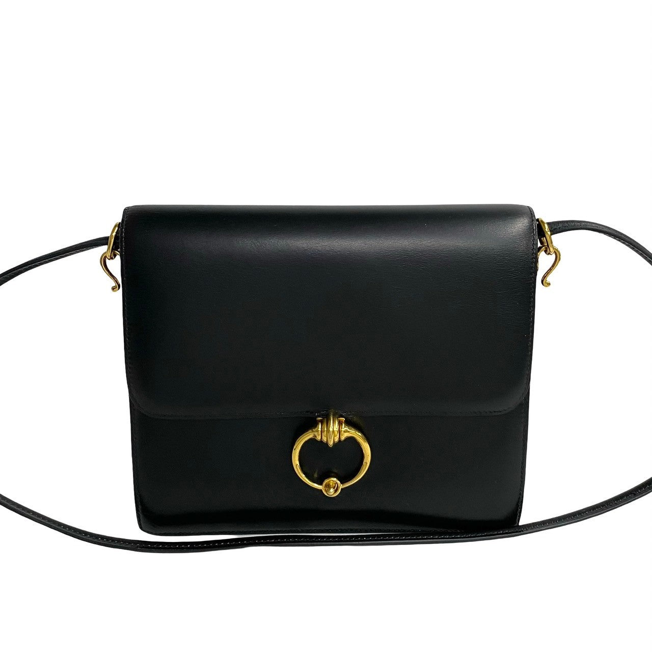 HERMES Shoulder Bag leather black Sexana 22