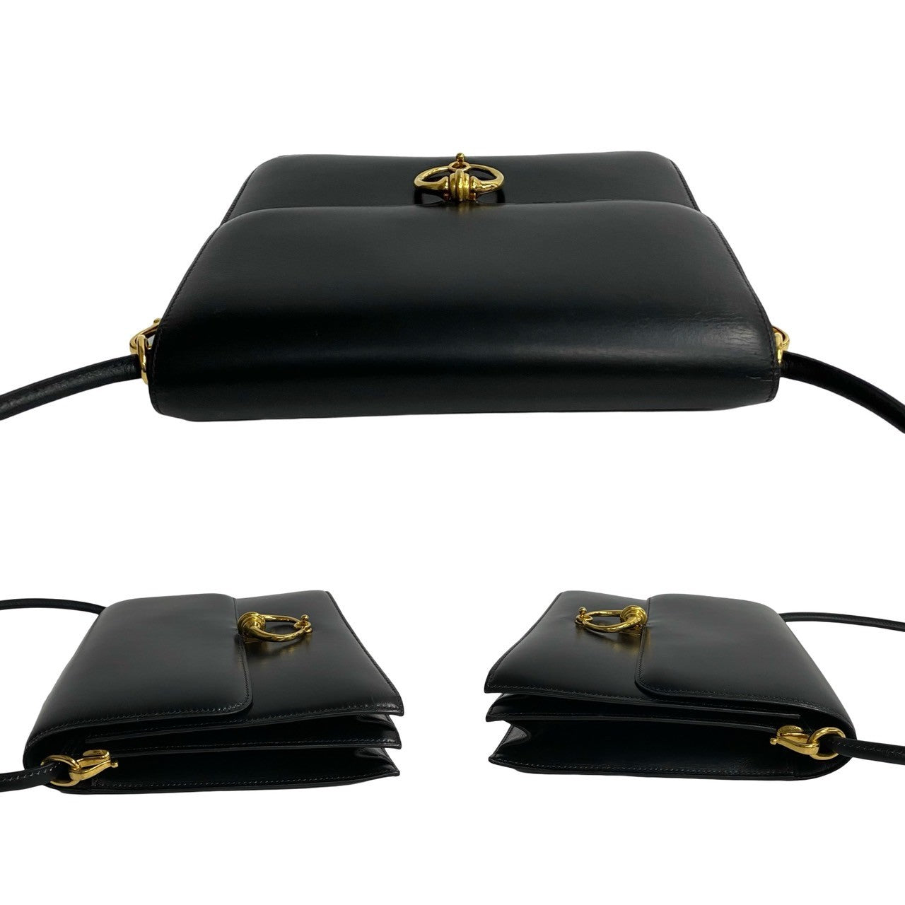 HERMES Shoulder Bag leather black Sexana 22