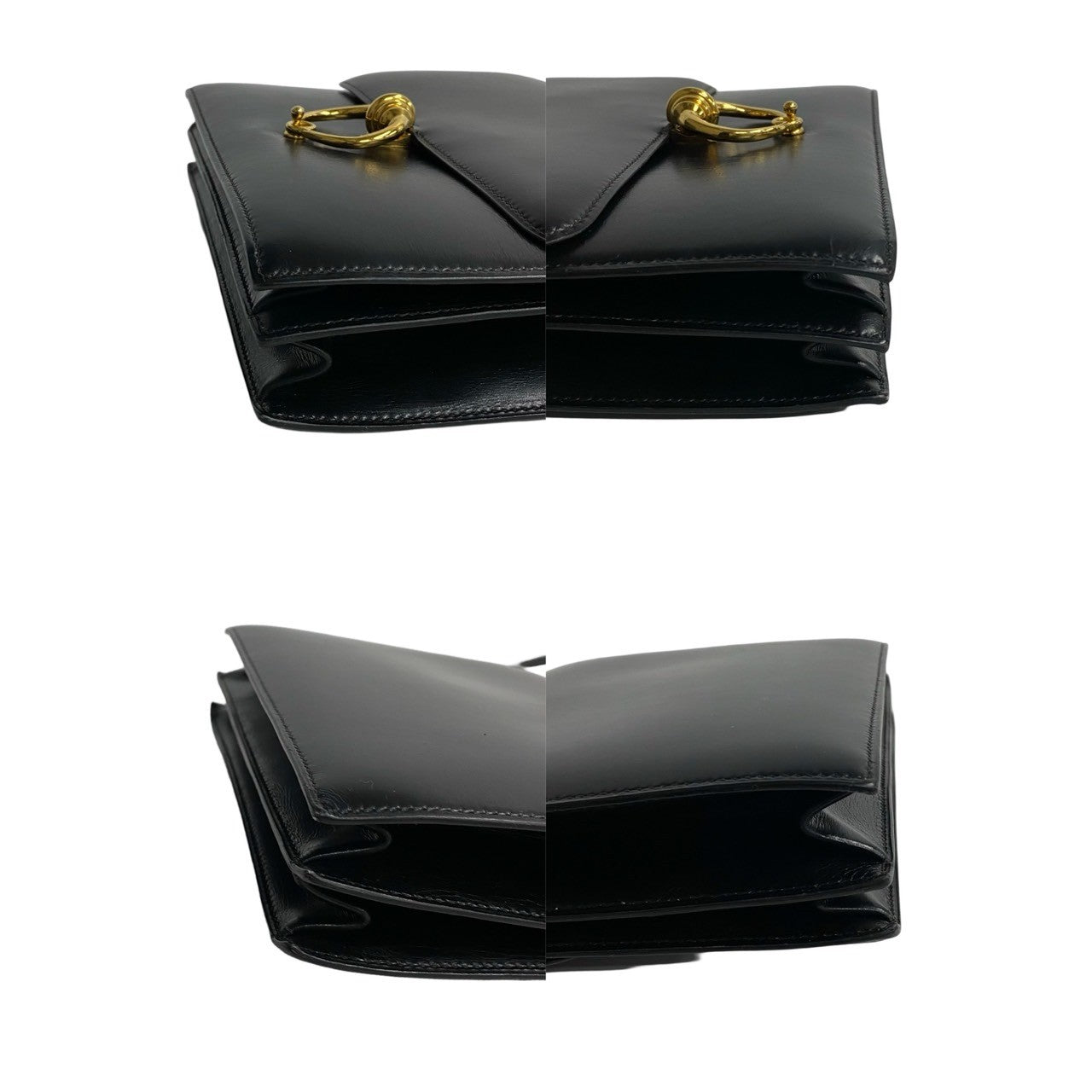 HERMES Shoulder Bag leather black Sexana 22