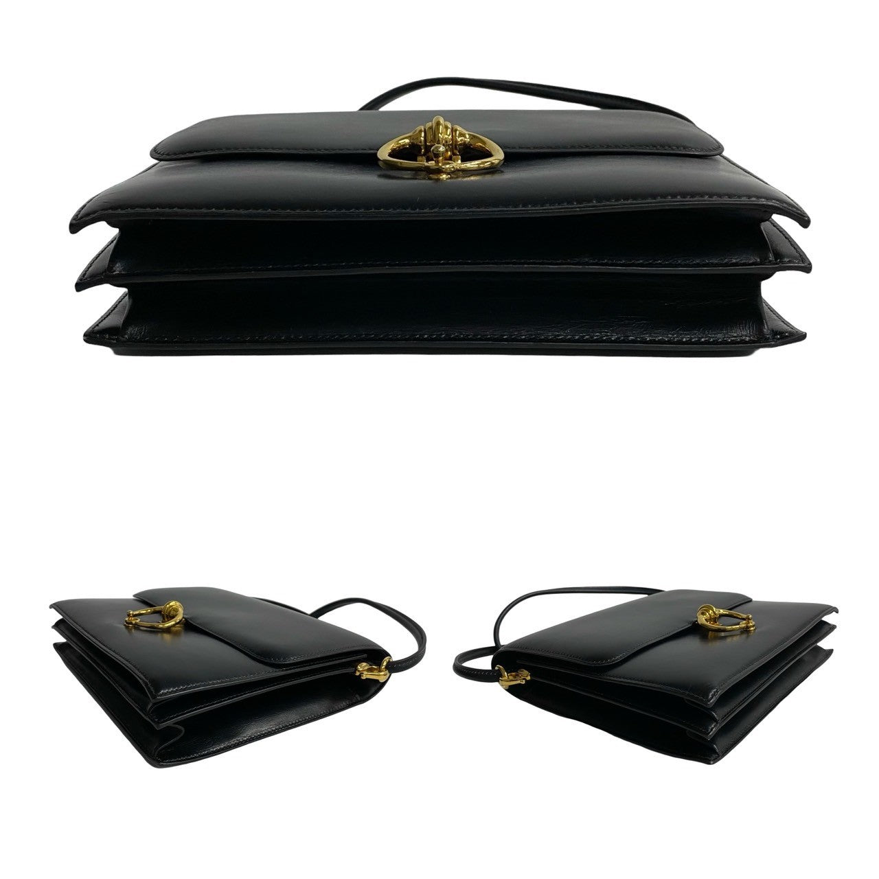 HERMES Shoulder Bag leather black Sexana 22