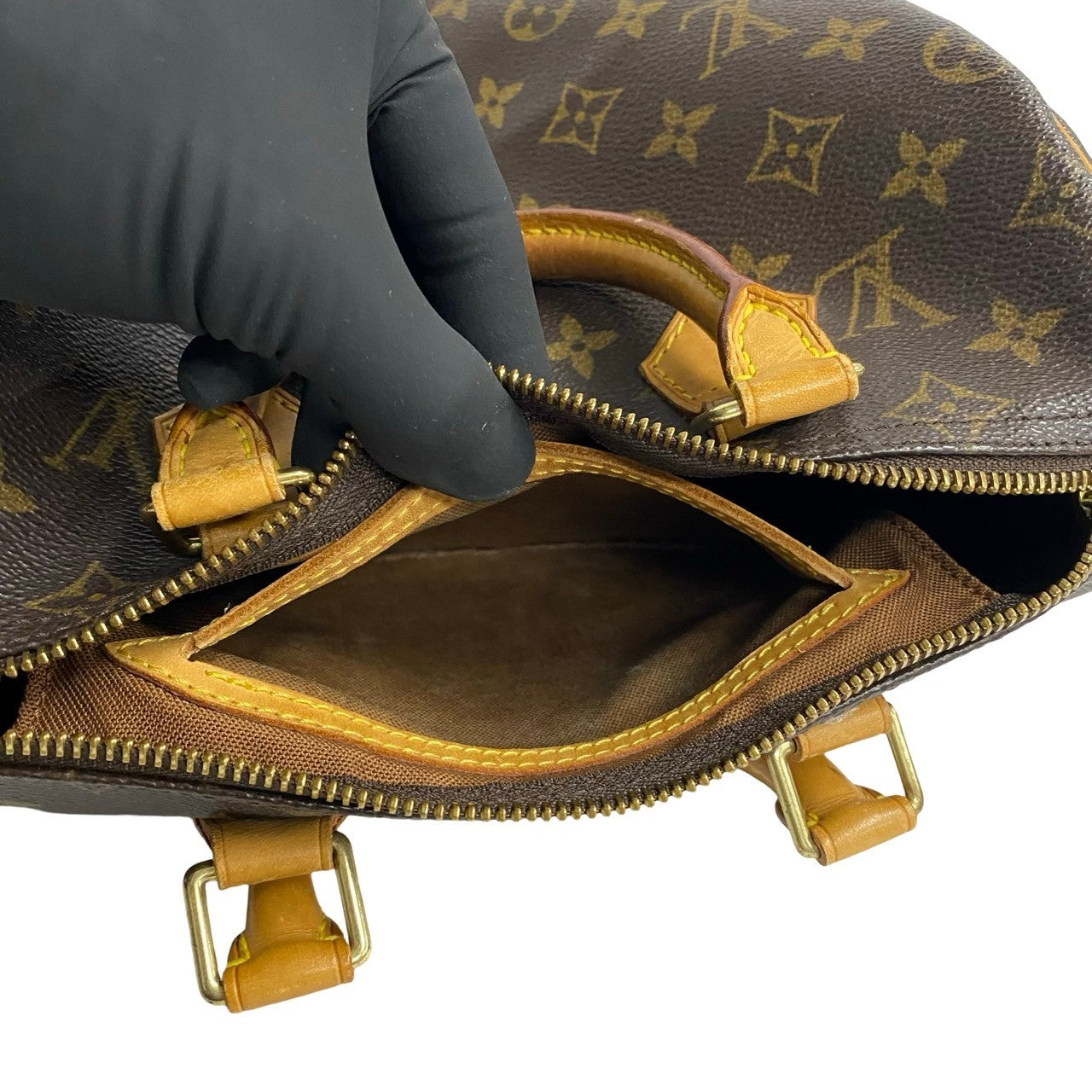 LOUIS VUITTON Boston Duffel bag leather Brown Monogram Speedy 25