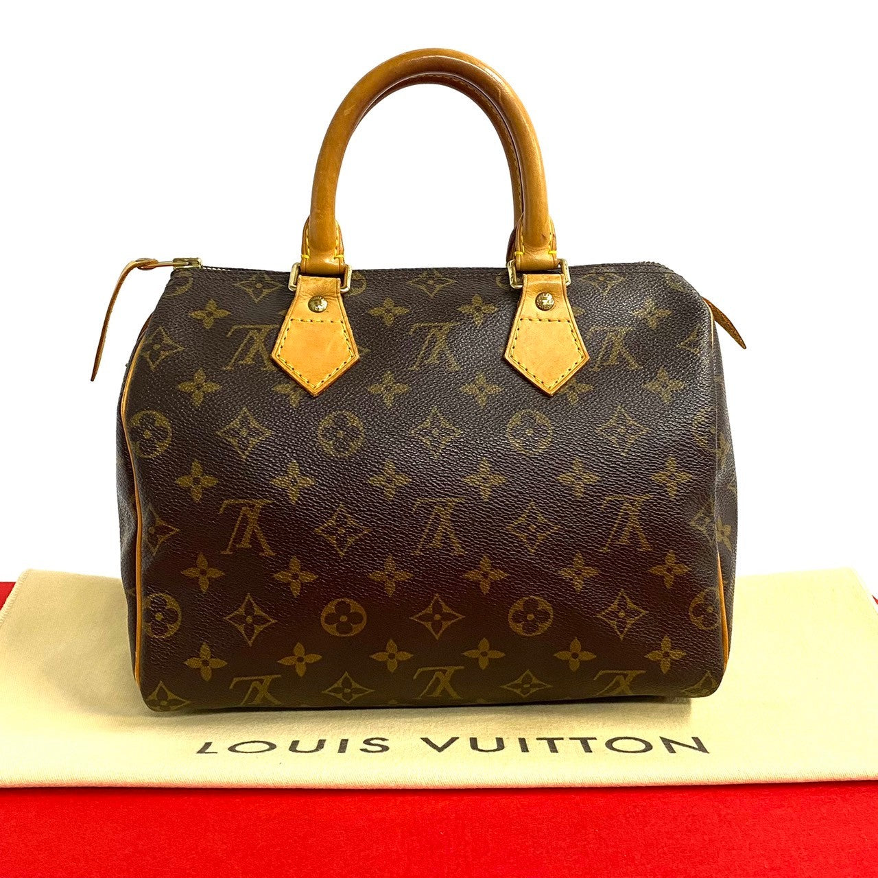 LOUIS VUITTON Boston Duffel bag leather Brown Monogram Speedy 25