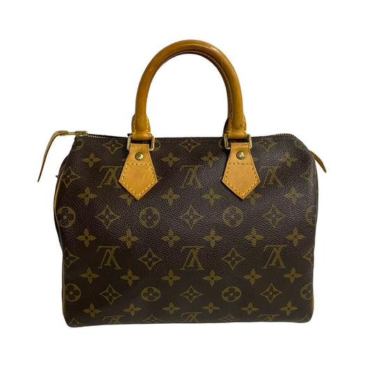 LOUIS VUITTON Boston Duffel bag leather Brown Monogram Speedy 25
