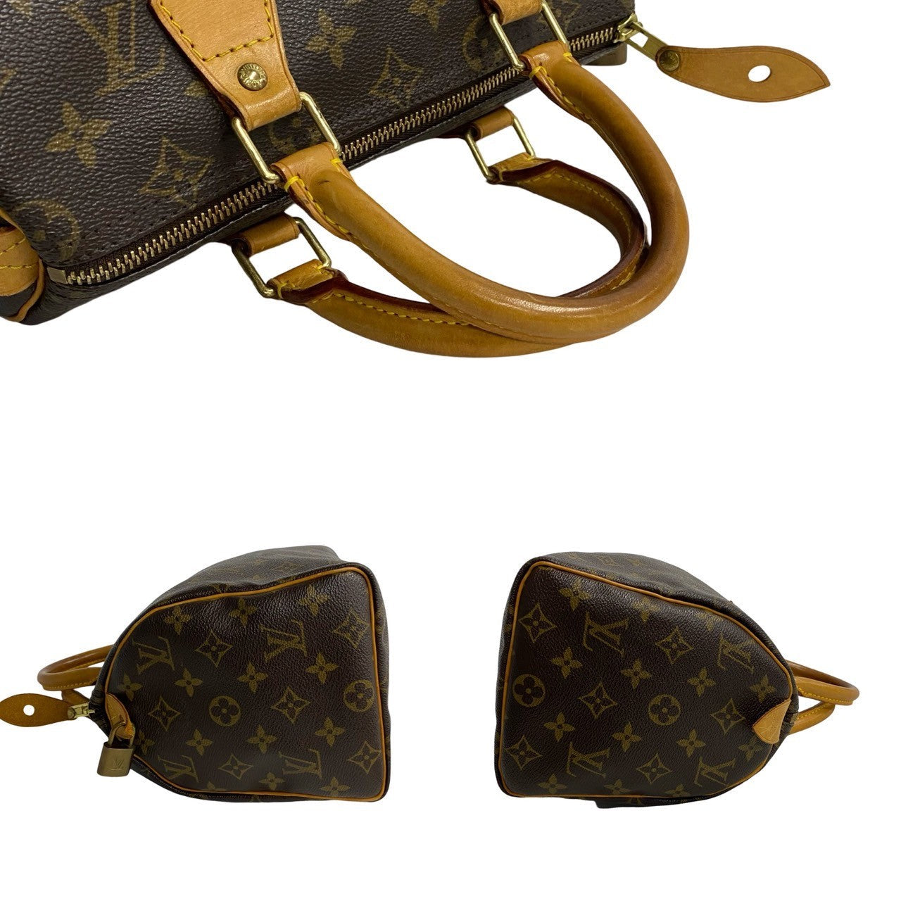LOUIS VUITTON Boston Duffel bag leather Brown Monogram Speedy 25