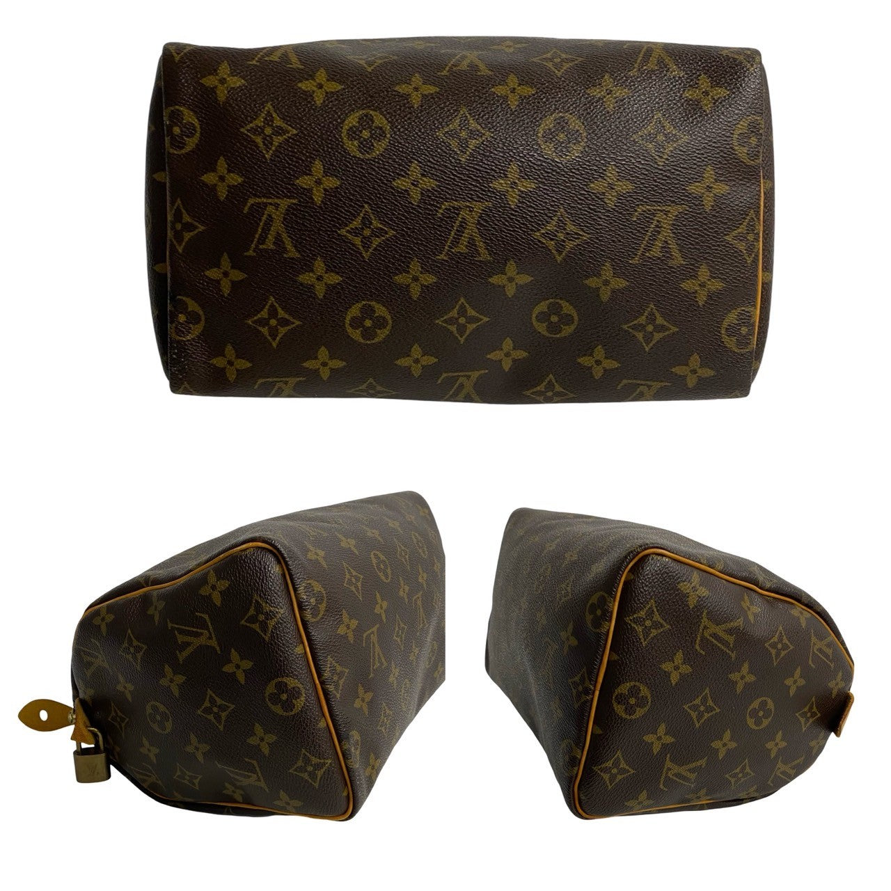 LOUIS VUITTON Boston Duffel bag leather Brown Monogram Speedy 25