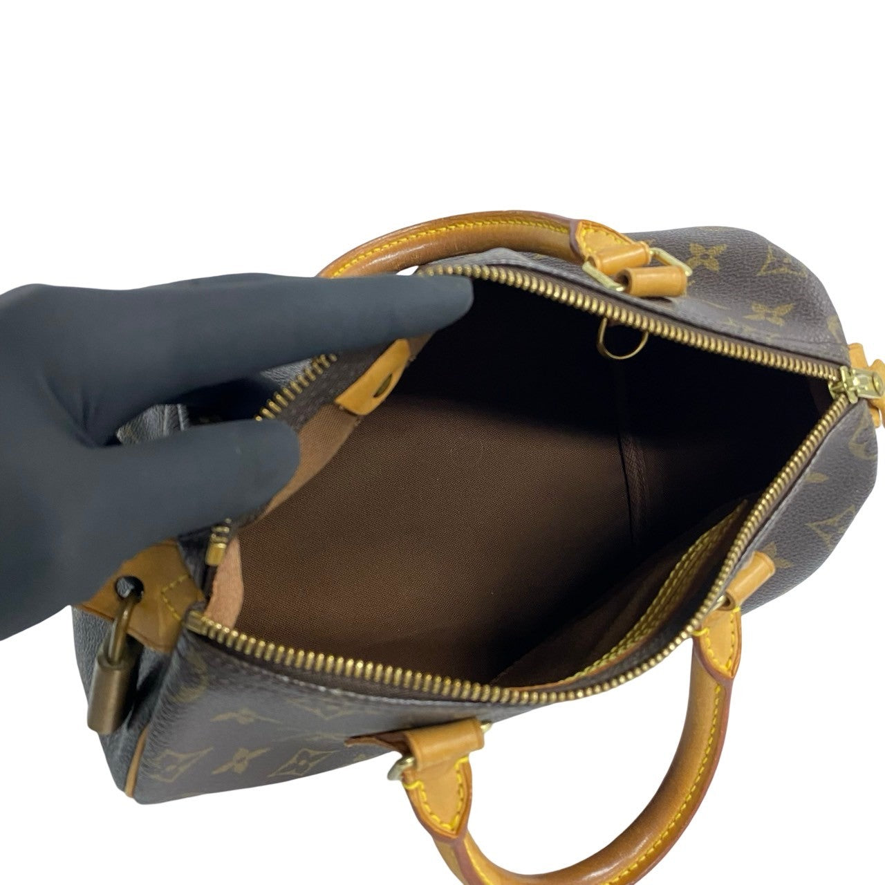 LOUIS VUITTON Boston Duffel bag leather Brown Monogram Speedy 25