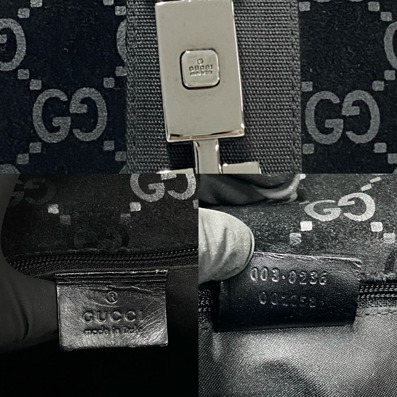 GUCCI Backpack leather black Jackie