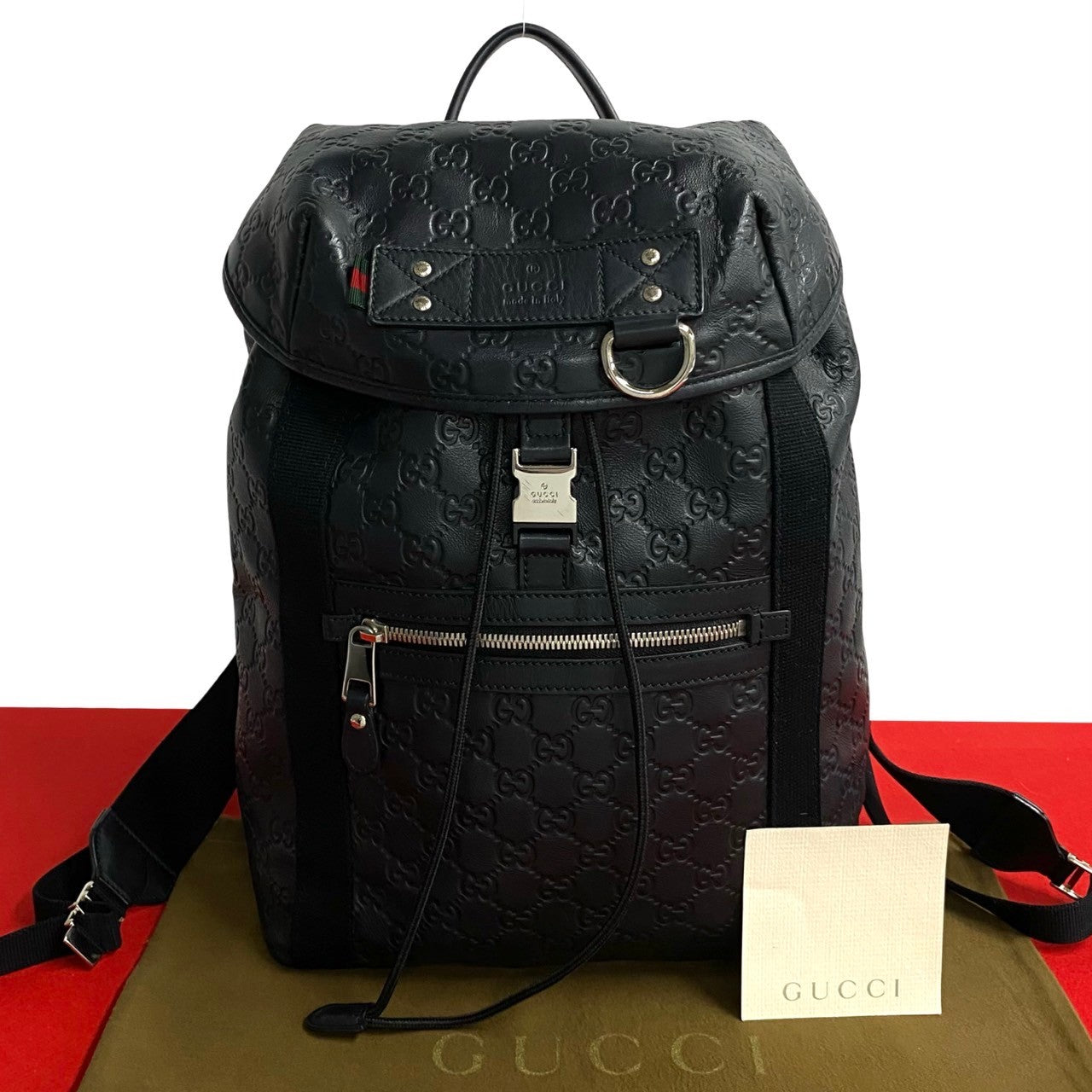 GUCCI Backpack leather black Sherry line