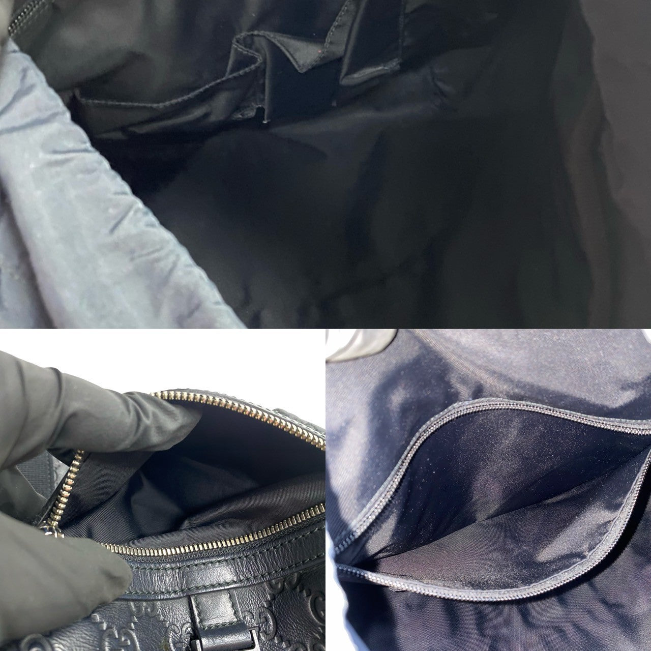 GUCCI Backpack leather black Sherry line