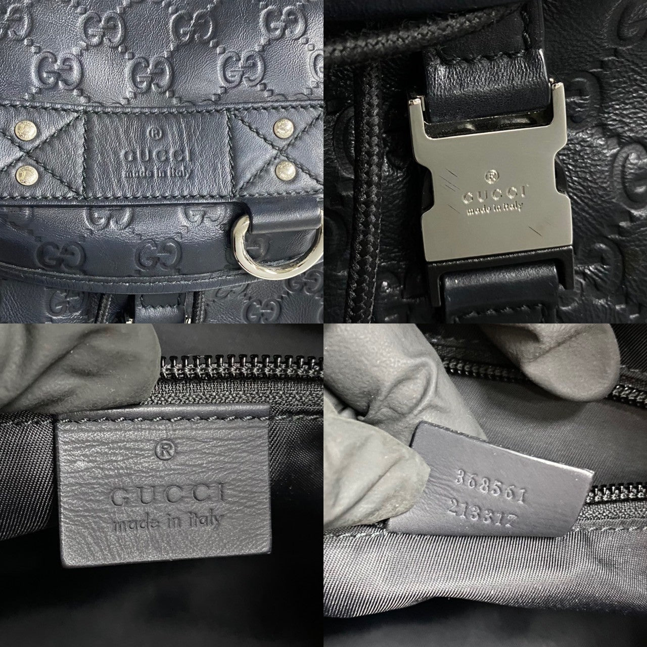 GUCCI Backpack leather black Sherry line
