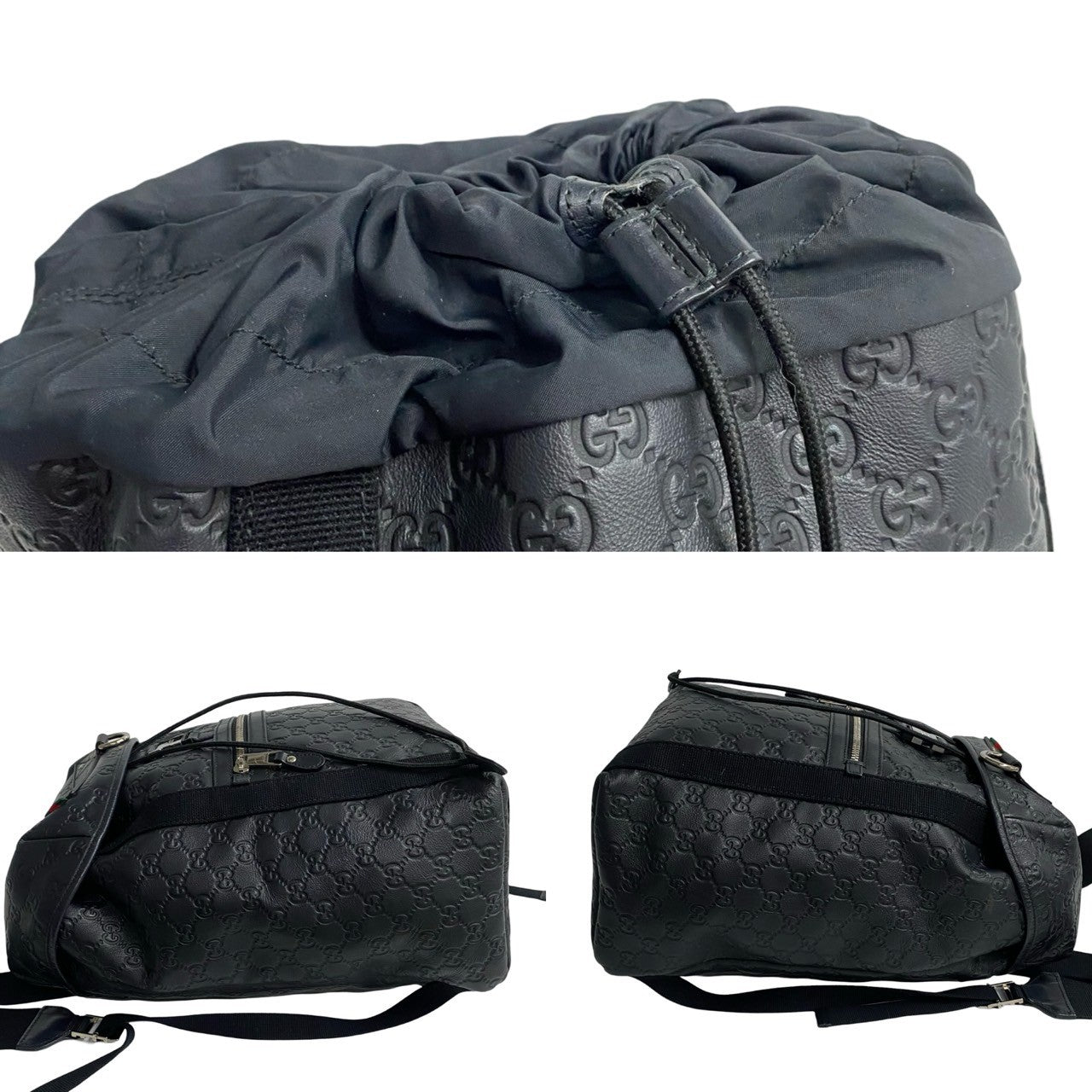 GUCCI Backpack leather black Sherry line