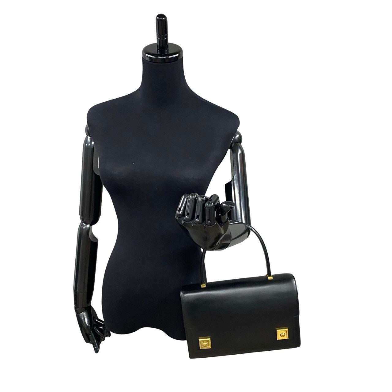HERMES Handbag leather black piano