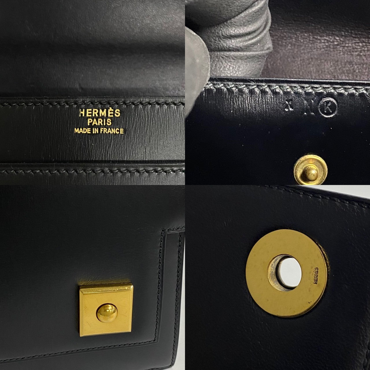 HERMES Handbag leather black piano