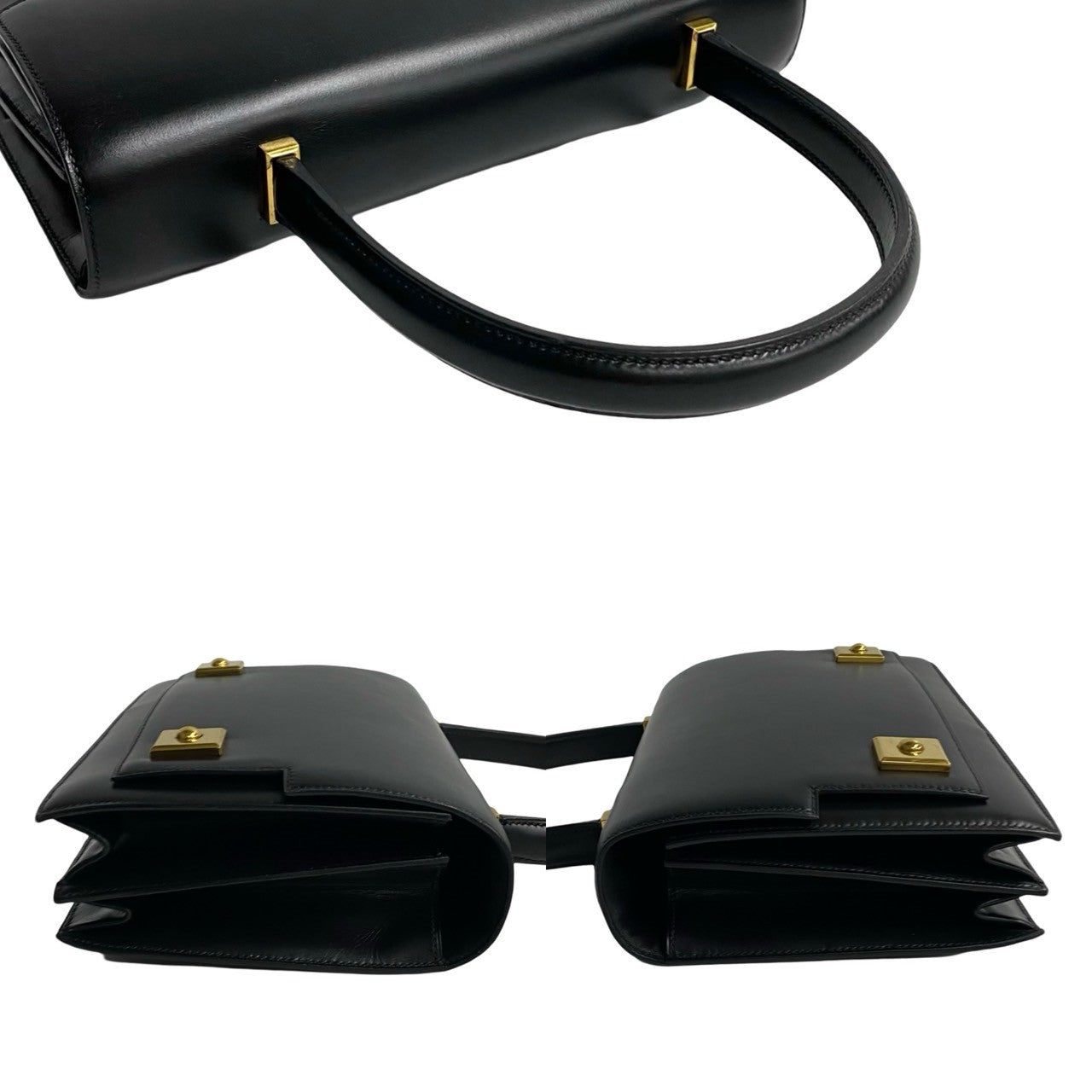 HERMES Handbag leather black piano