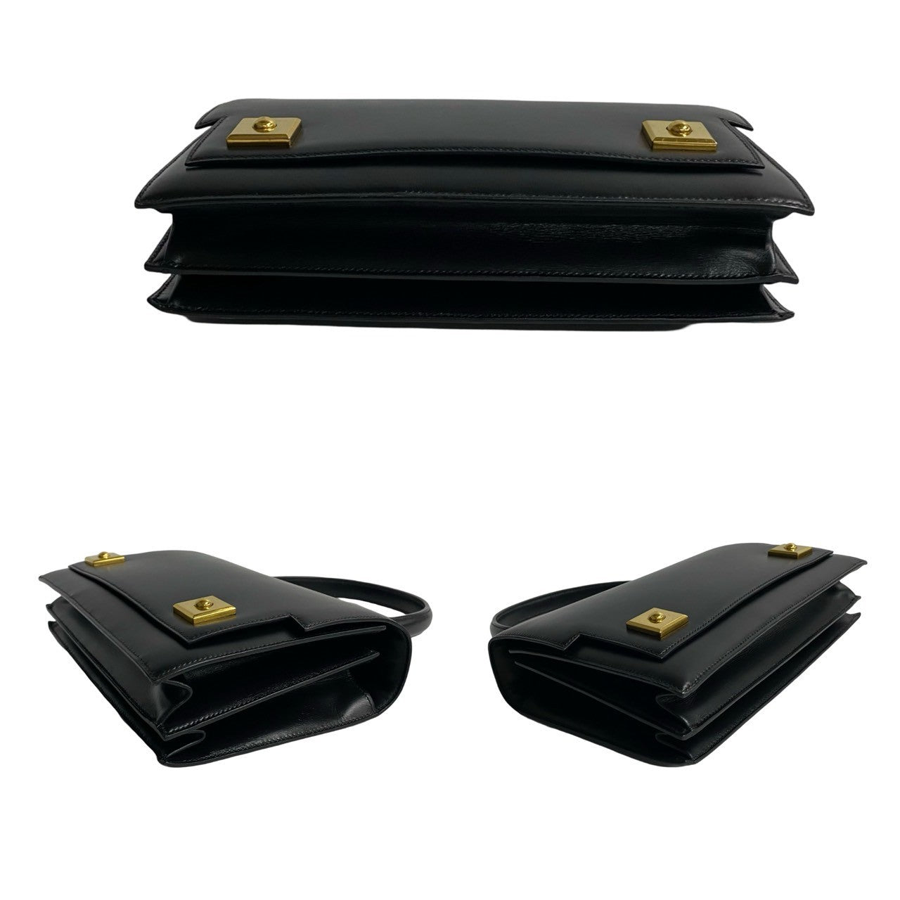 HERMES Handbag leather black piano