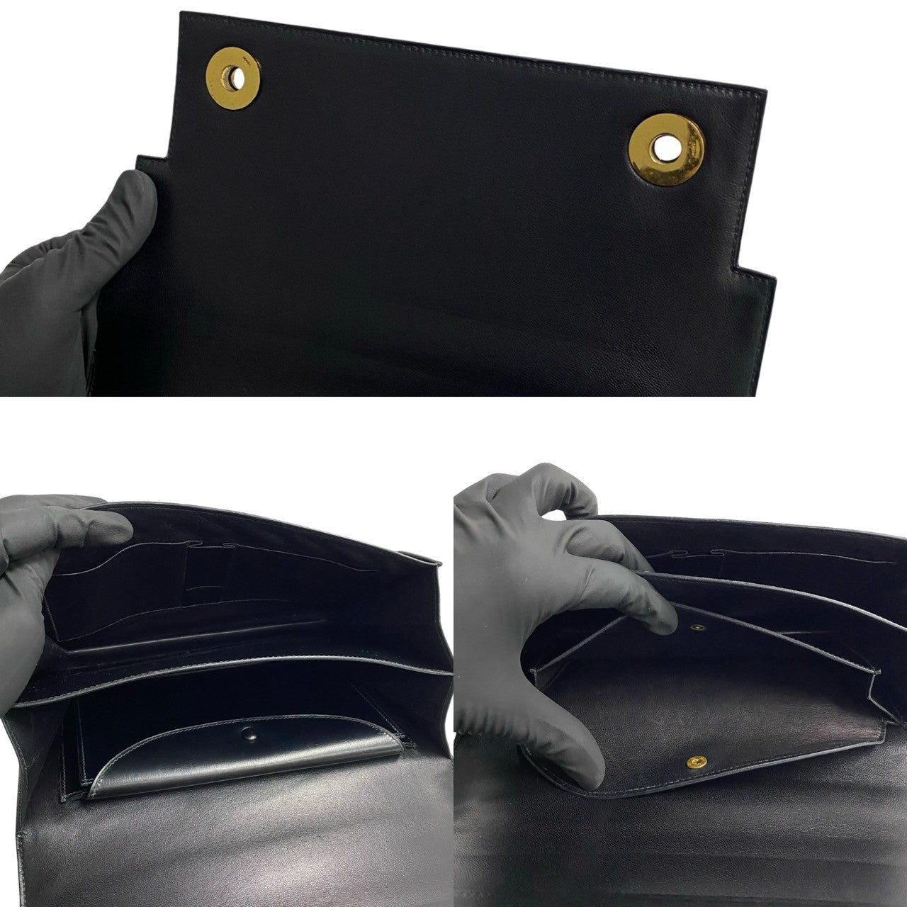 HERMES Handbag leather black piano