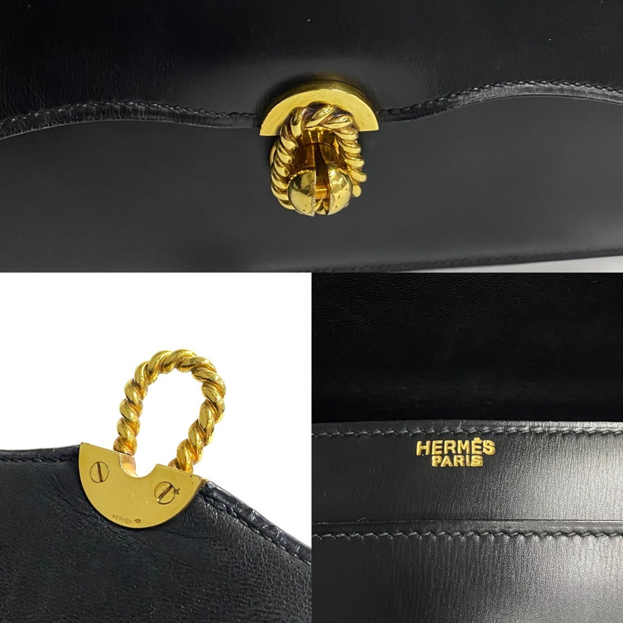 HERMES Handbag leather black