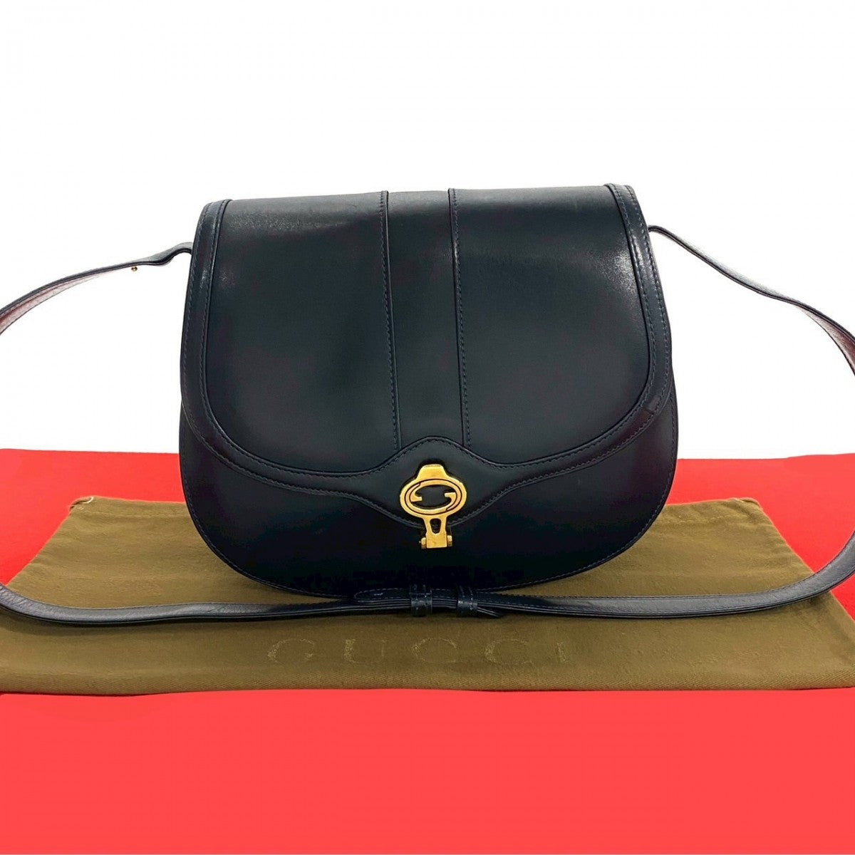 GUCCI Shoulder Bag leather Navy