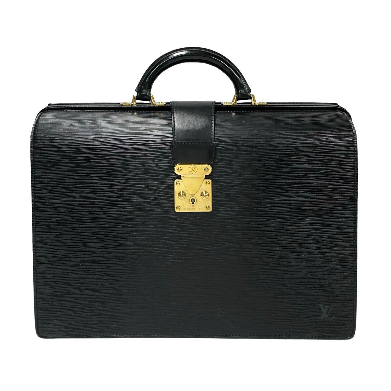 LOUIS VUITTON Business bag Epi Leather black Epi Servette Fermoir mens Used