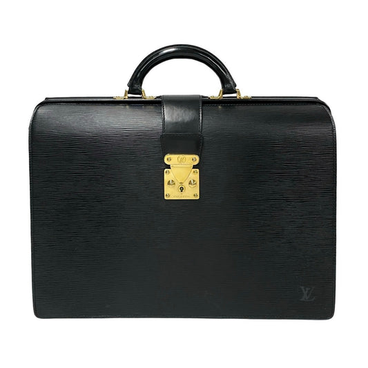 LOUIS VUITTON Business bag Epi Leather black Epi Servette Fermoir mens Used