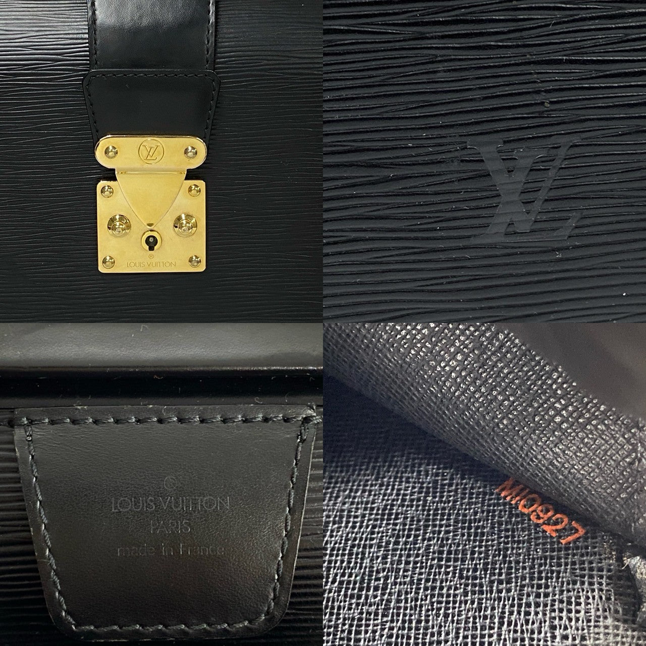 LOUIS VUITTON Business bag Epi Leather black Epi Servette Fermoir mens Used