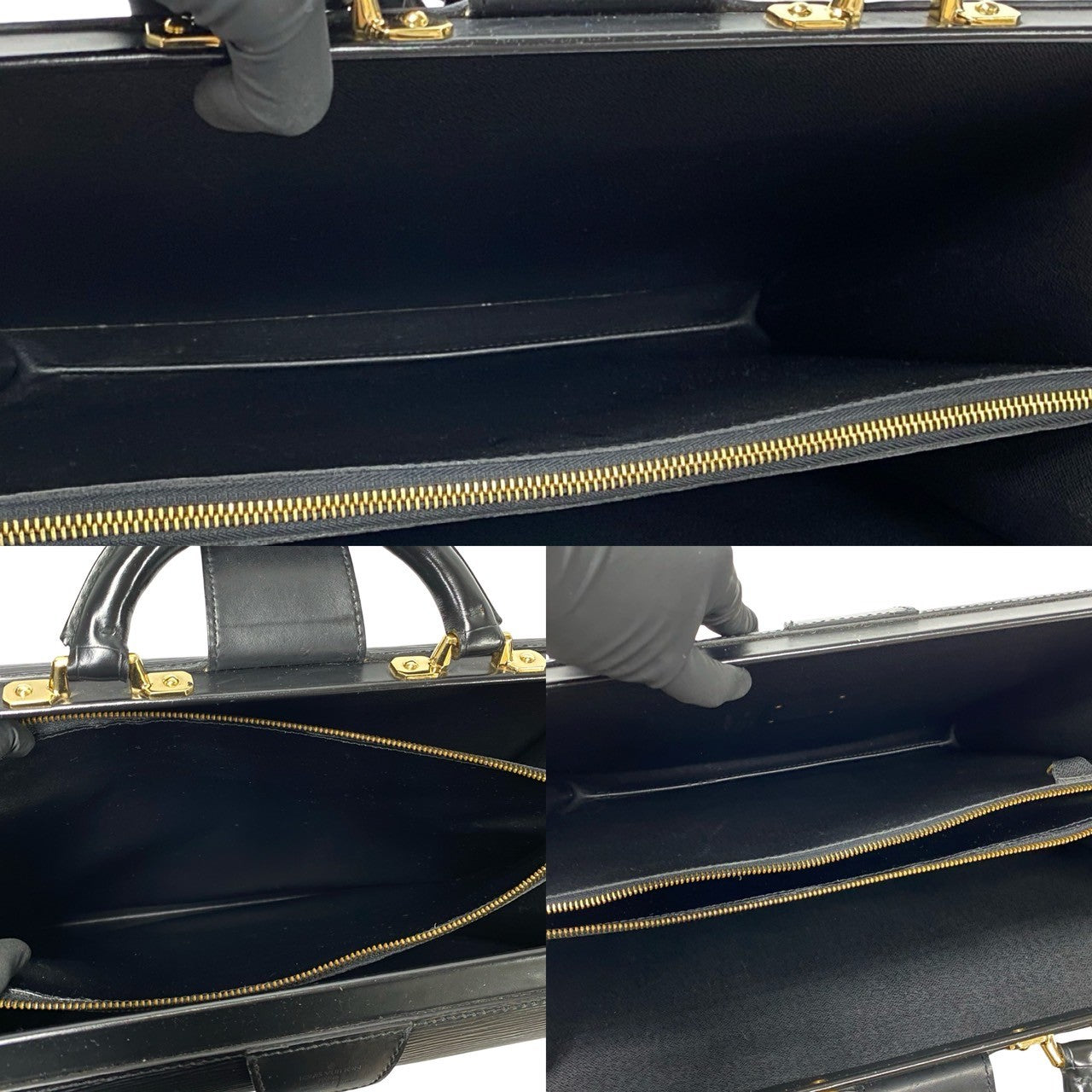 LOUIS VUITTON Business bag Epi Leather black Epi Servette Fermoir mens Used