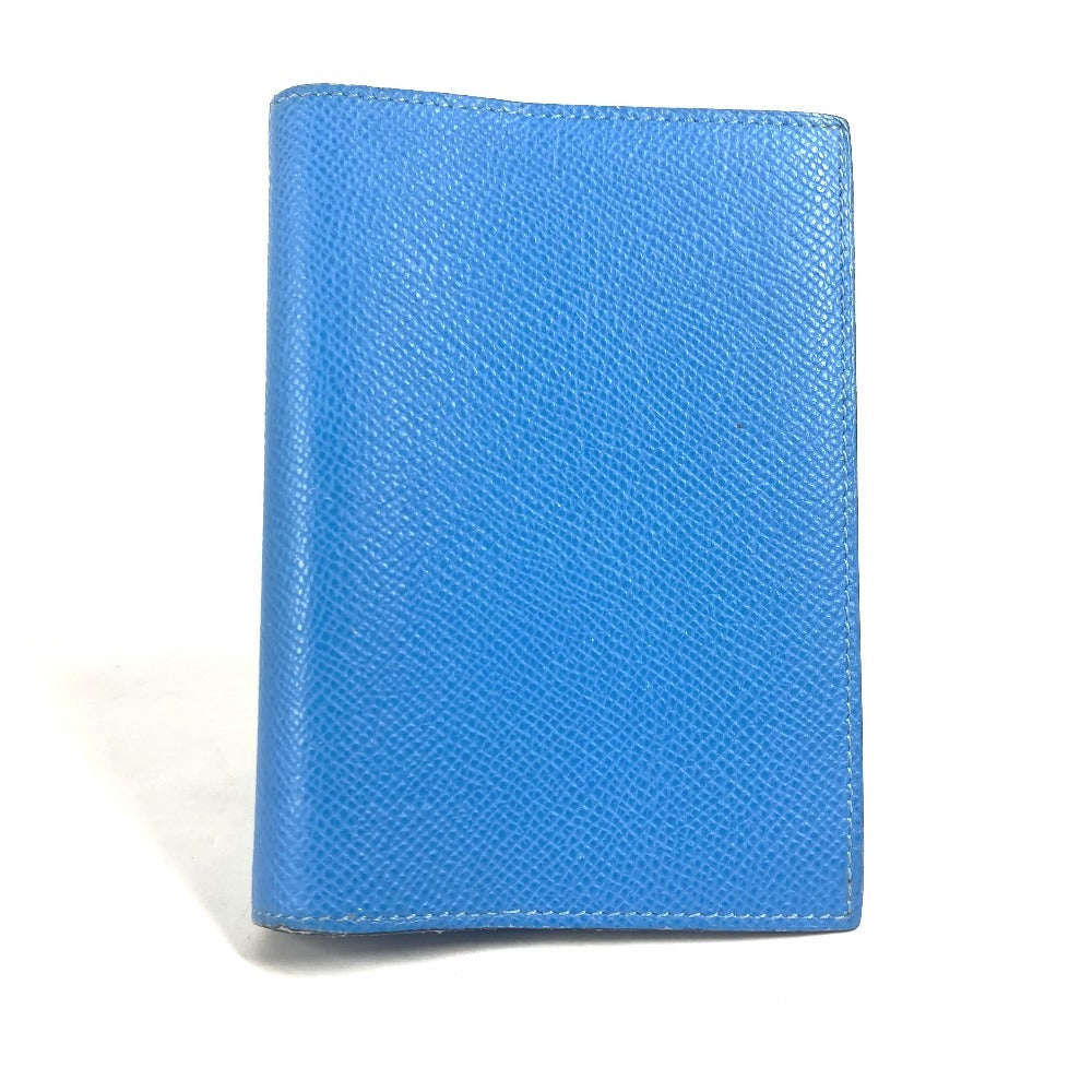 HERMES Notebook cover leather blue System planner, bi-fold, stationery Agenda GM unisex(Unisex) Used