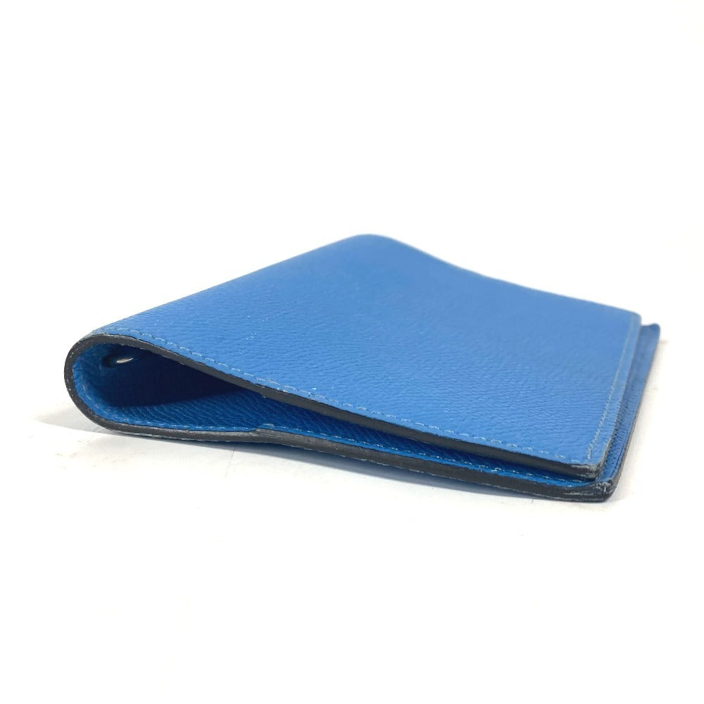 HERMES Notebook cover leather blue System planner, bi-fold, stationery Agenda GM unisex(Unisex) Used