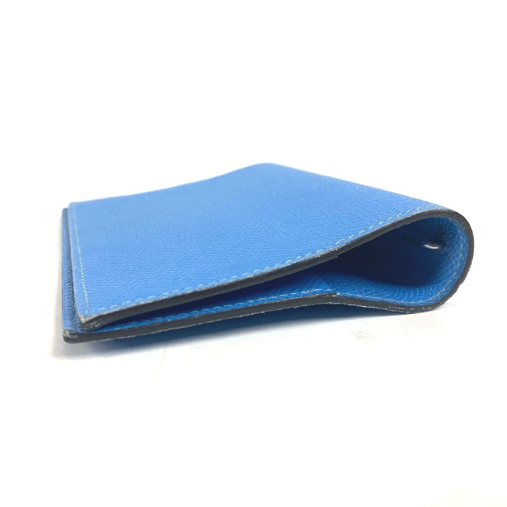 HERMES Notebook cover leather blue System planner, bi-fold, stationery Agenda GM unisex(Unisex) Used
