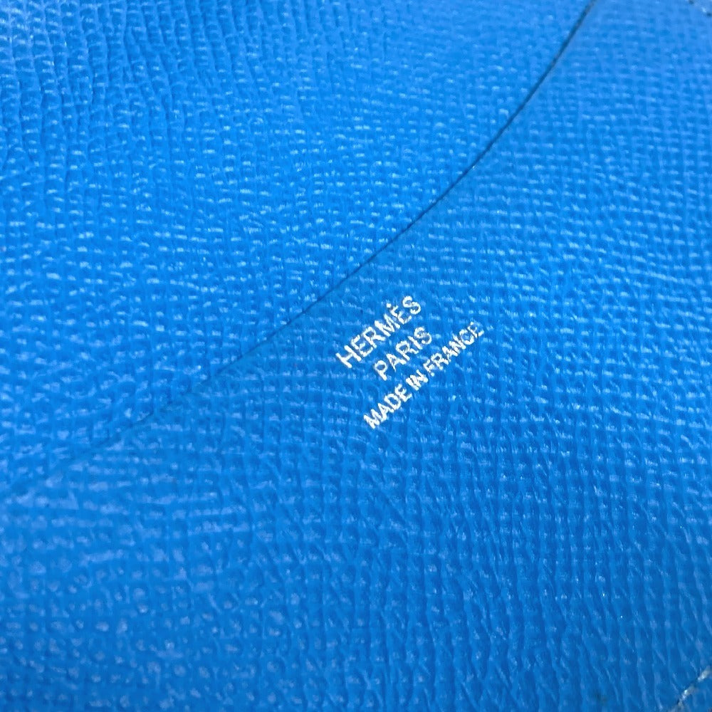 HERMES Notebook cover leather blue System planner, bi-fold, stationery Agenda GM unisex(Unisex) Used