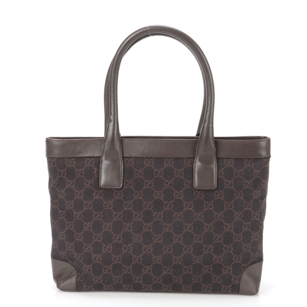 GUCCI Tote Bag 33890 leather Brown GG canvas