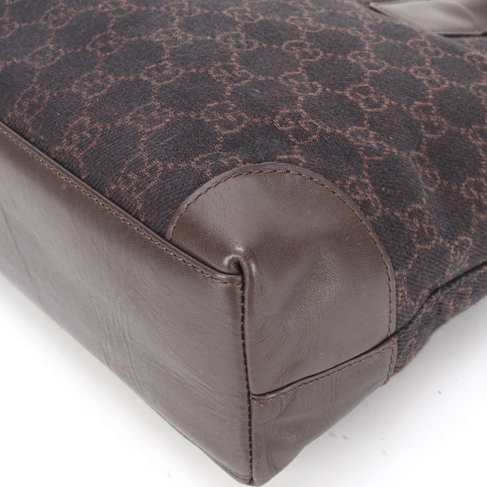 GUCCI Tote Bag 33890 leather Brown GG canvas