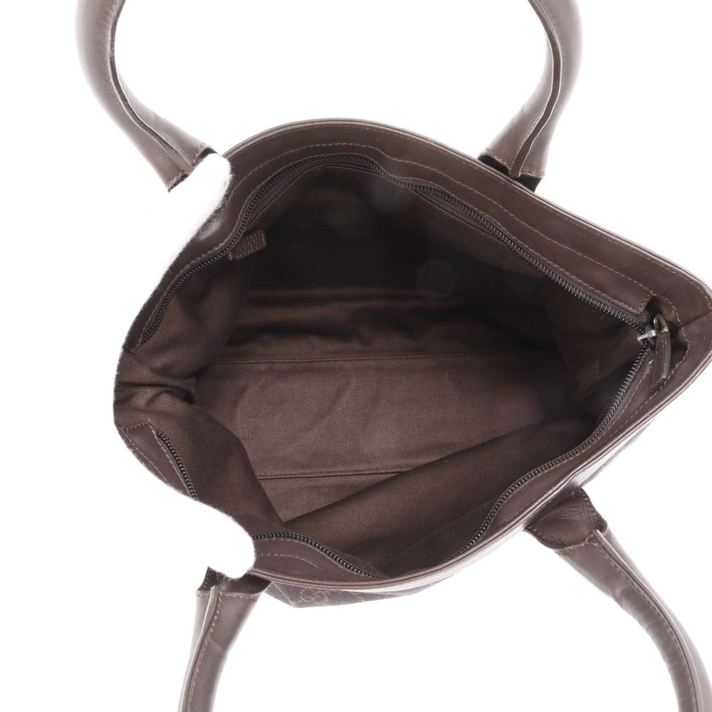 GUCCI Tote Bag 33890 leather Brown GG canvas