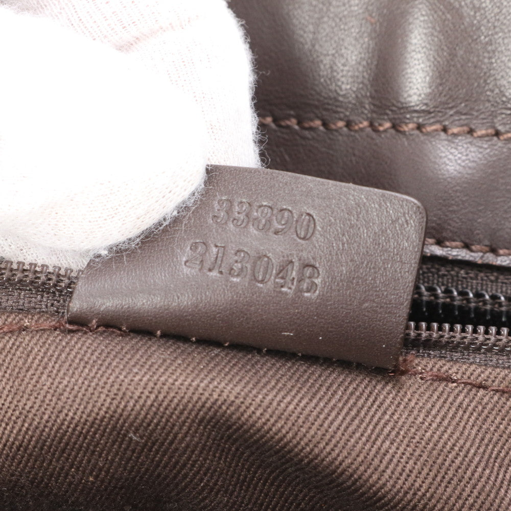 GUCCI Tote Bag 33890 leather Brown GG canvas
