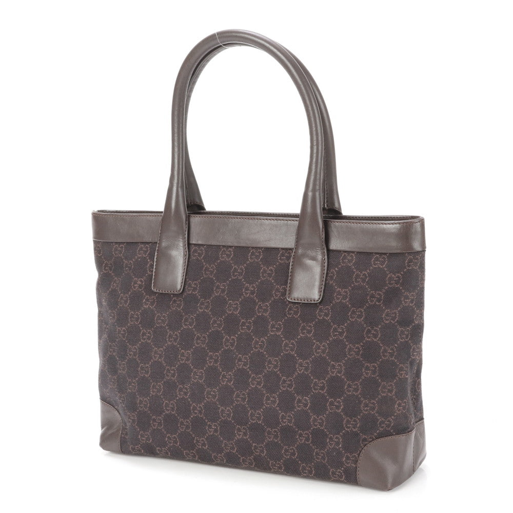 GUCCI Tote Bag 33890 leather Brown GG canvas