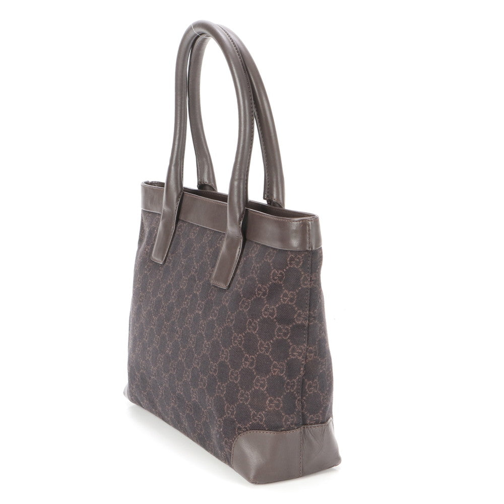 GUCCI Tote Bag 33890 leather Brown GG canvas