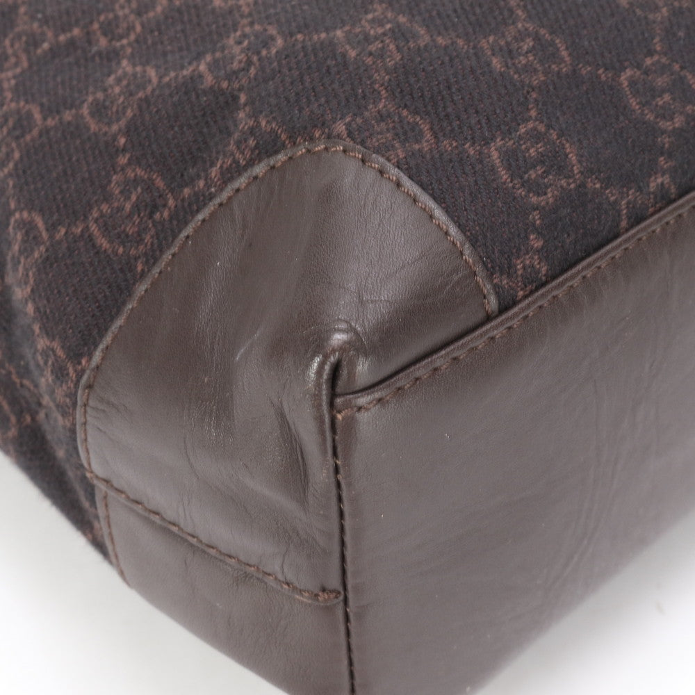 GUCCI Tote Bag 33890 leather Brown GG canvas