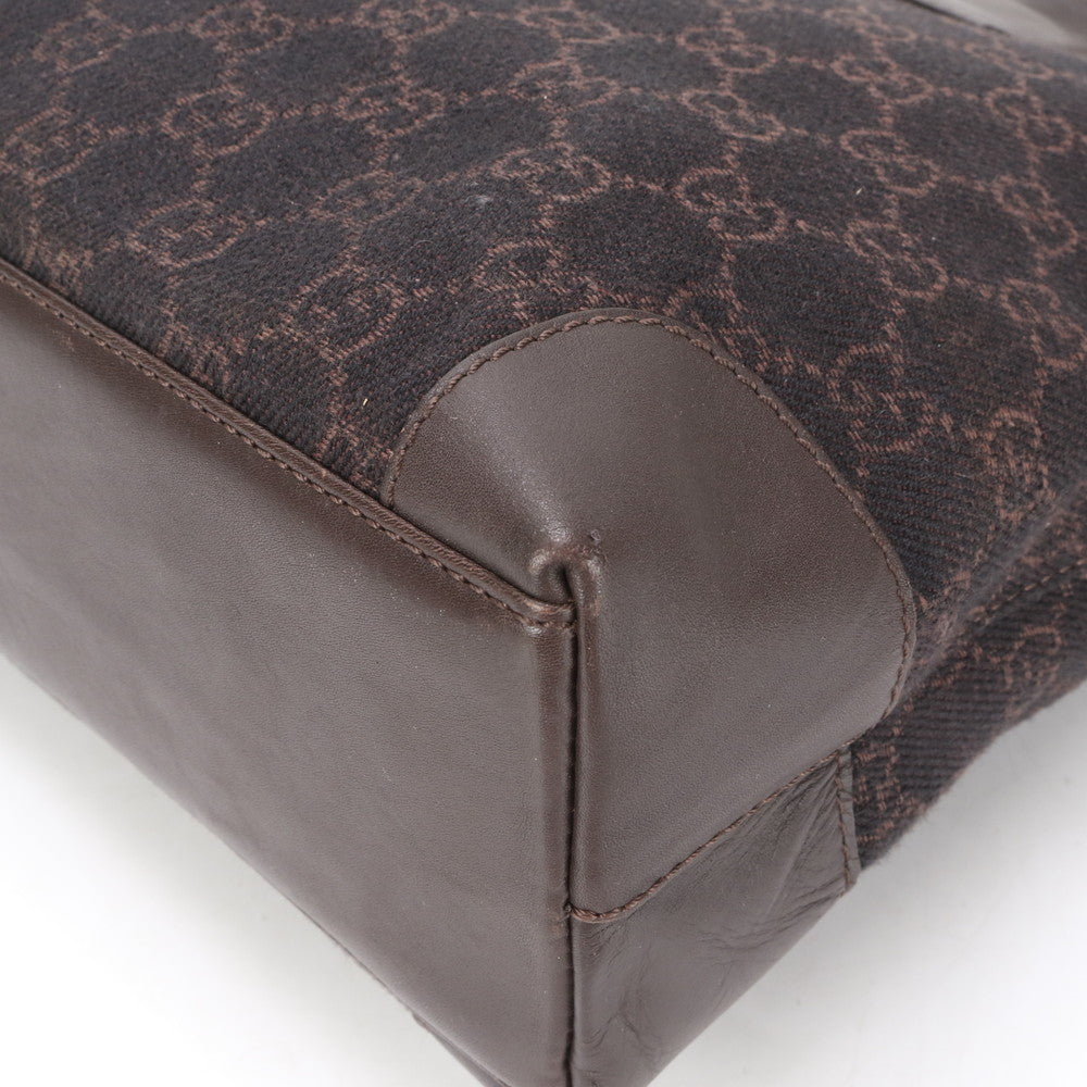 GUCCI Tote Bag 33890 leather Brown GG canvas