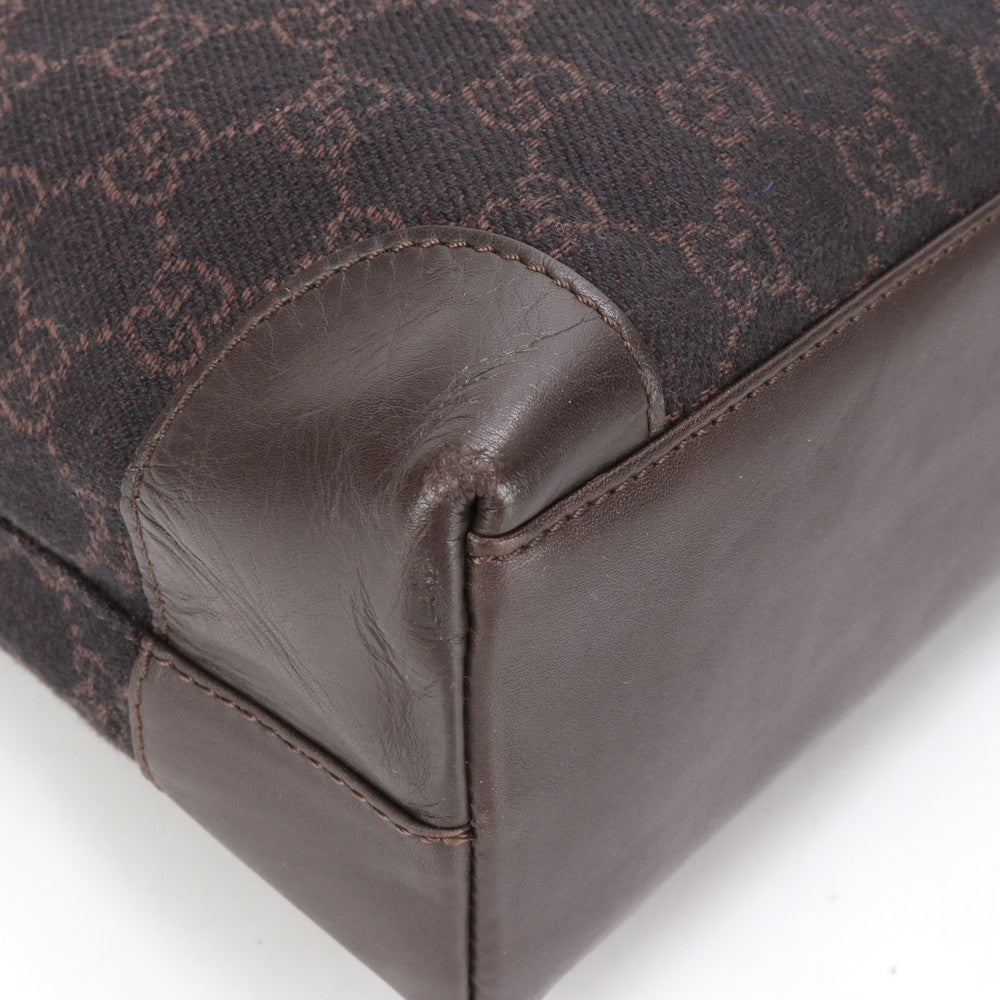 GUCCI Tote Bag 33890 leather Brown GG canvas