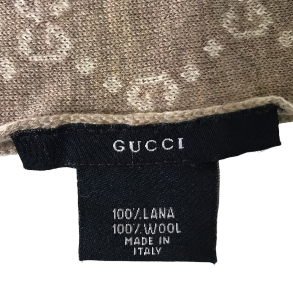 GUCCI Scarf wool beige GG pattern reversible shawl