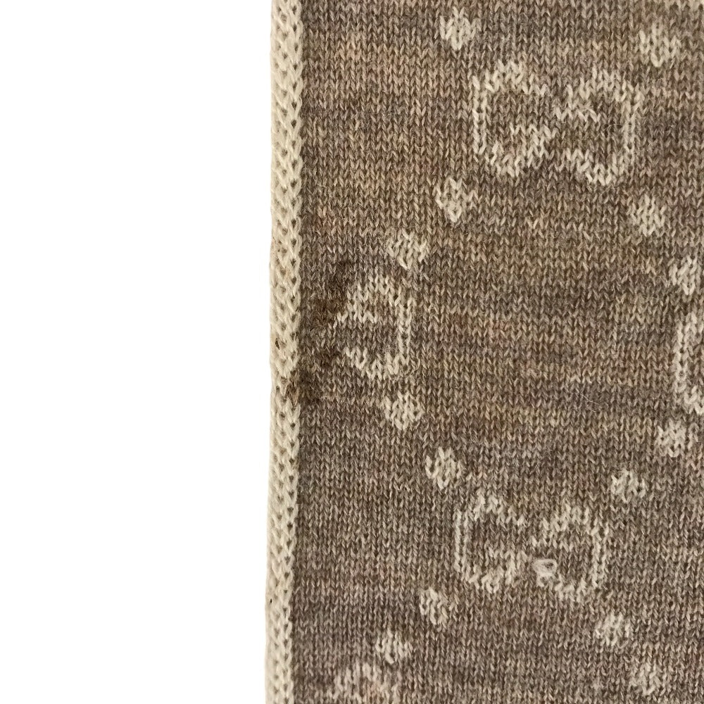 GUCCI Scarf wool beige GG pattern reversible shawl