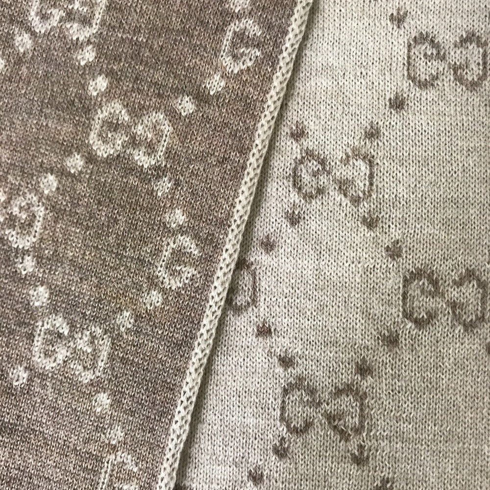 GUCCI Scarf wool beige GG pattern reversible shawl