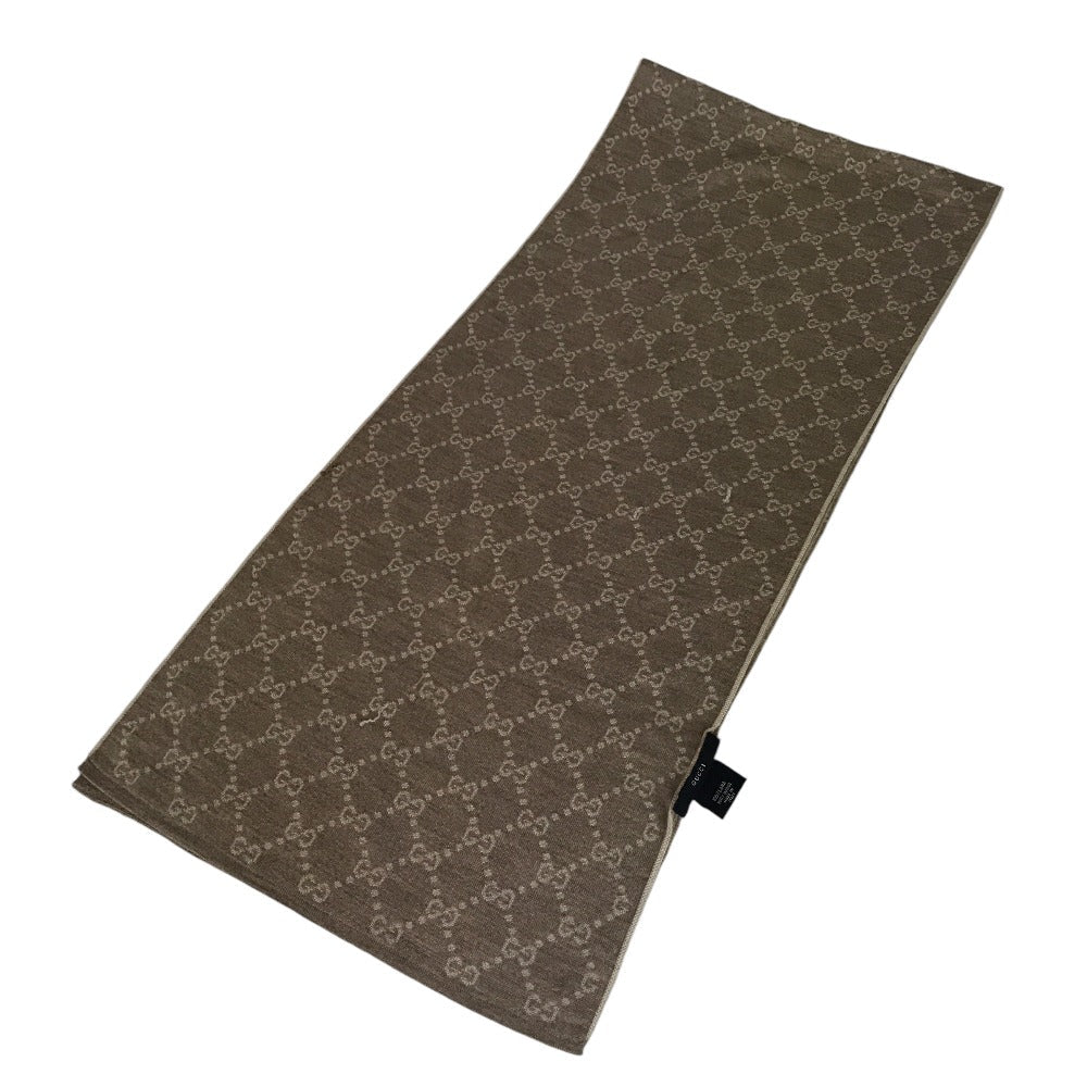 GUCCI Scarf wool beige GG pattern reversible shawl