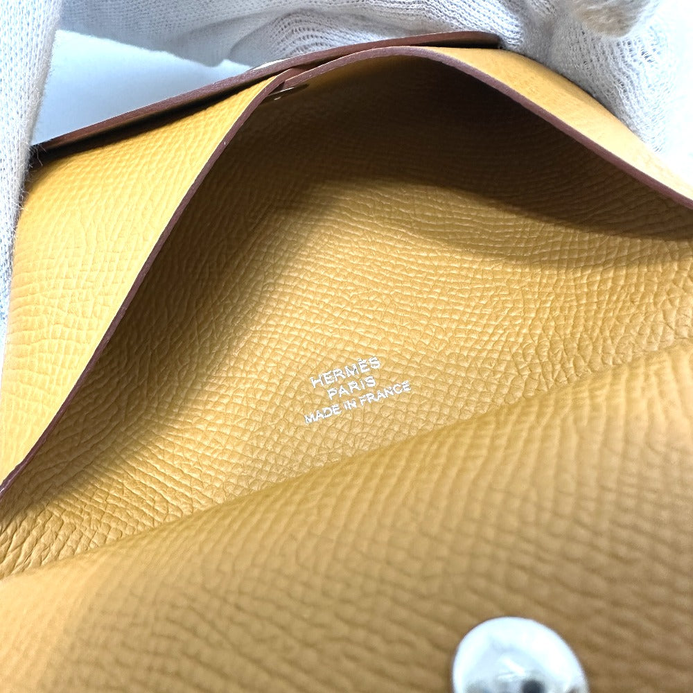 HERMES Card Case Epsom Brown Calvi duo