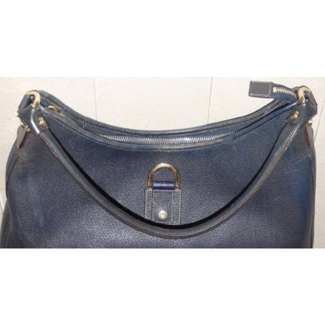 Gucci Vintage Gold And Light Brown Leather And Fabric Hobo Bag